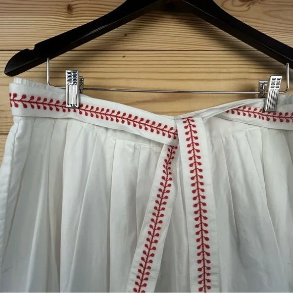 J. Crew White A-Line Skirt with Red Embroidered Trim - Picture 3 of 7